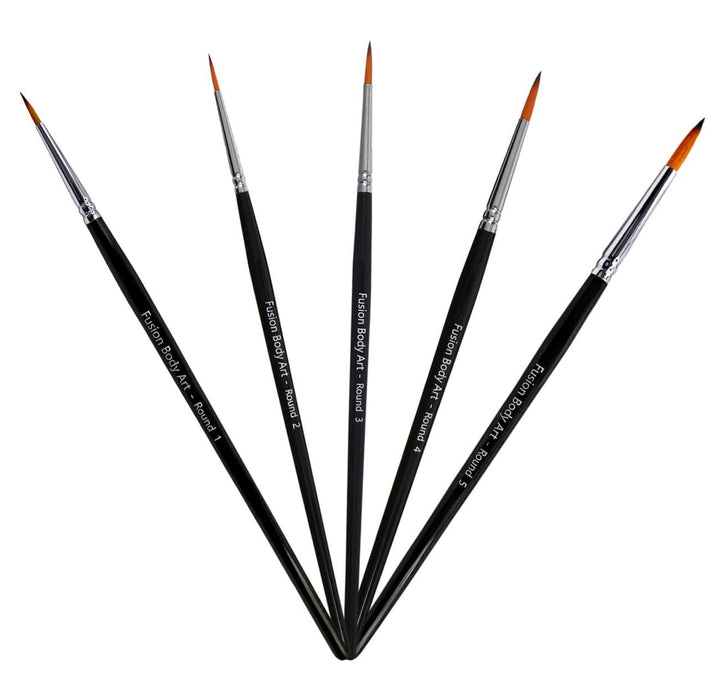 Fusion Body Art Face Paint Brush - SET OF 5 Rounds