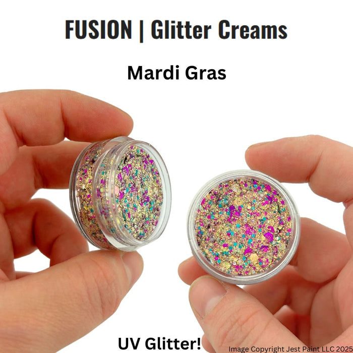 Fusion Body Art Glitter Cream MARDI GRAS 10mL (UV Reactive)