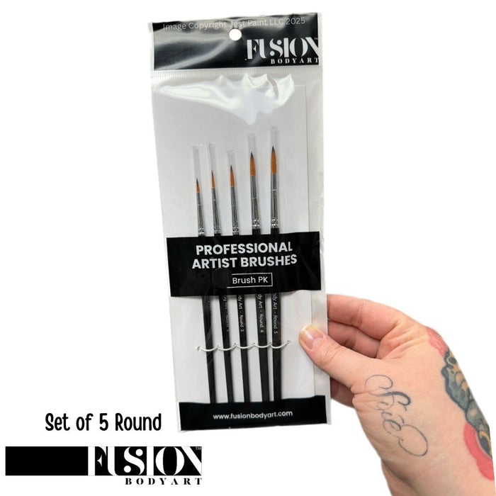 Fusion Body Art Face Paint Brush - SET OF 5 Rounds