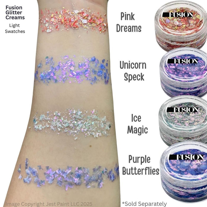 Fusion Body Art Glitter Cream PURPLE BUTTERFLIES 10mL