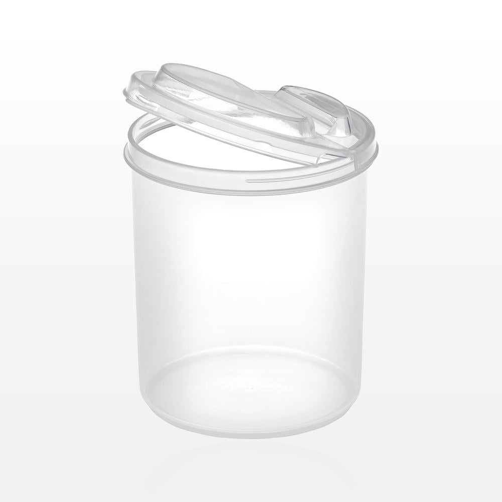 Round Container with Flip Top Lid, Clear