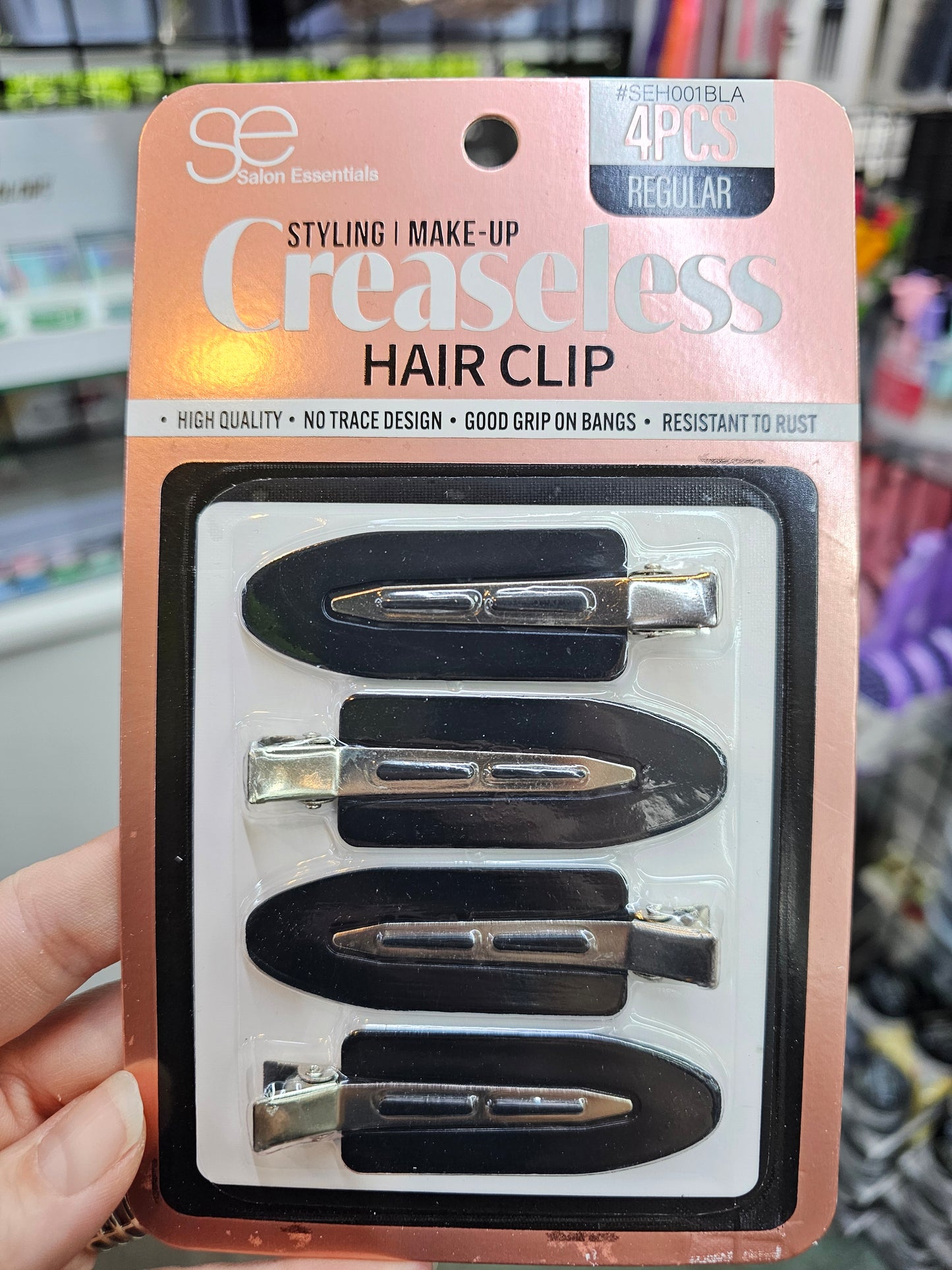 Creaseless Hair Clips Regular - Black (4 pcs)