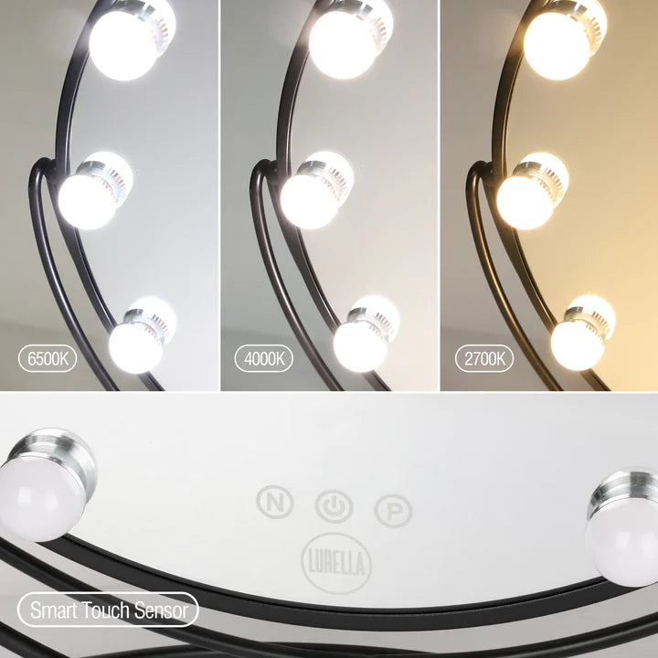 Lurella 11 Bulb Round Vanity Mirror - Black