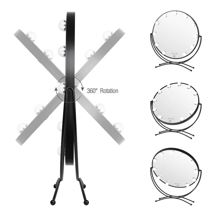 Lurella 11 Bulb Round Vanity Mirror - Black