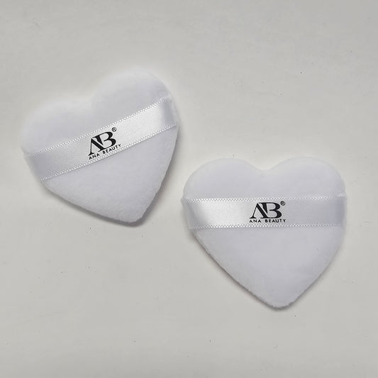Ana Beauty Velvet Heart Cosmetic Puff - 2 Pack (Black & white)