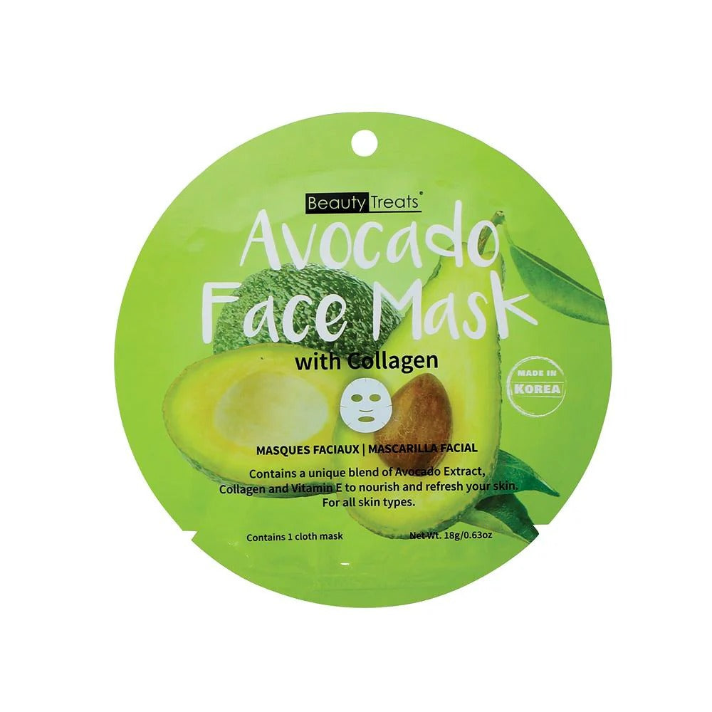 Beauty Treats Avocado Sheet Face Mask with Collagen