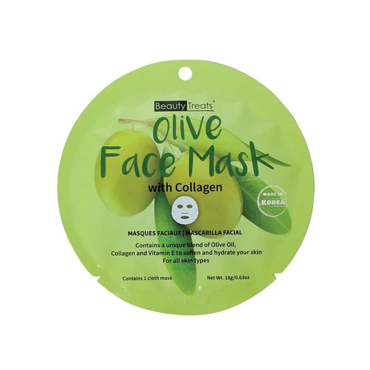 Beauty Treats Olive Sheet Face Mask with Collagen