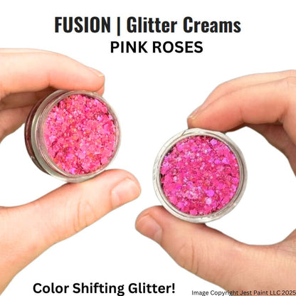 Fusion Body Art Glitter Cream PINK ROSES 10mL - Color Shifting