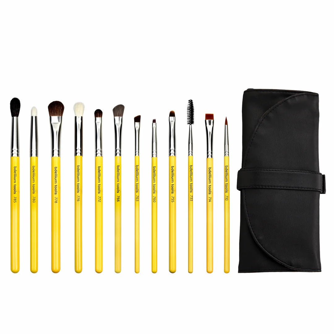 Bdellium Studio Eyes 12pc. Brush Set with Roll-up Pouch