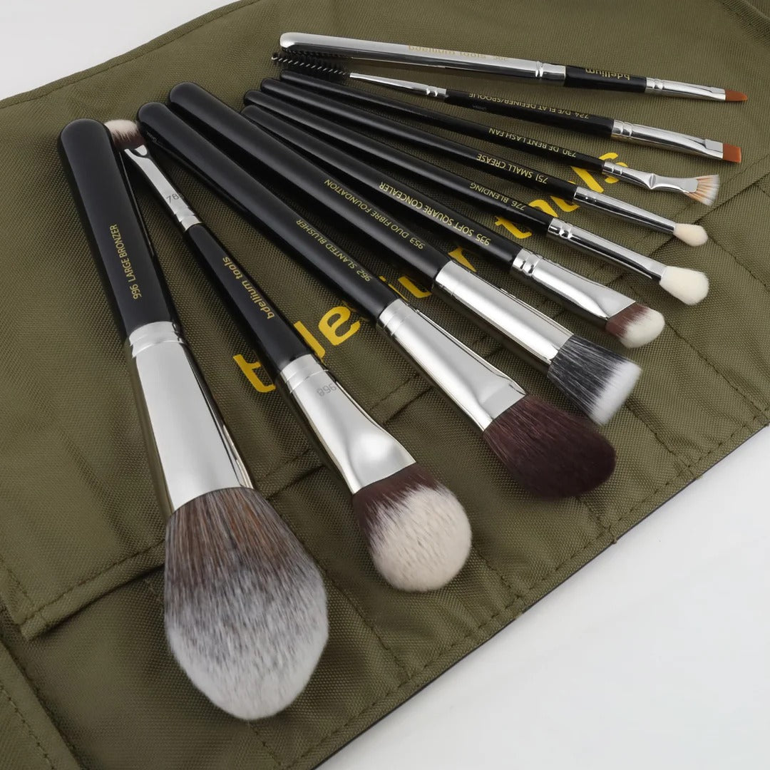 Bdellium Maestro Pro Collection 10pc Brush Set with Roll-Up Pouch