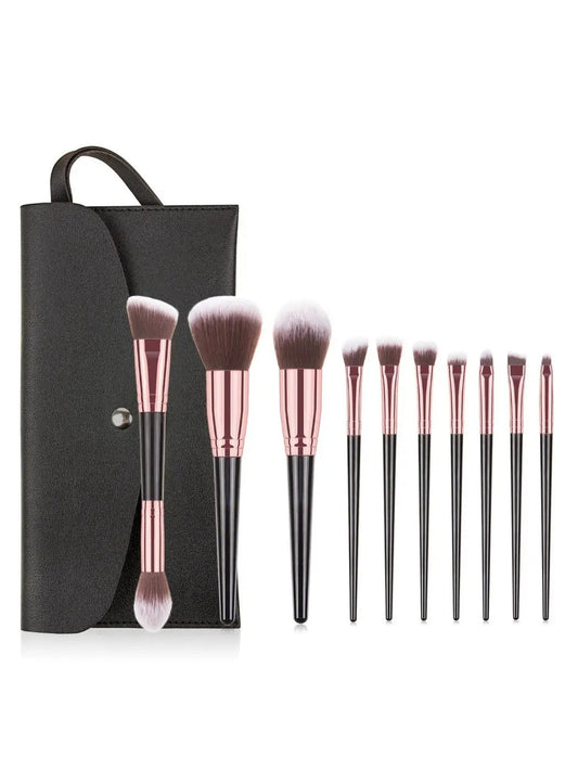 10 PC Portable Makeup Brush Set