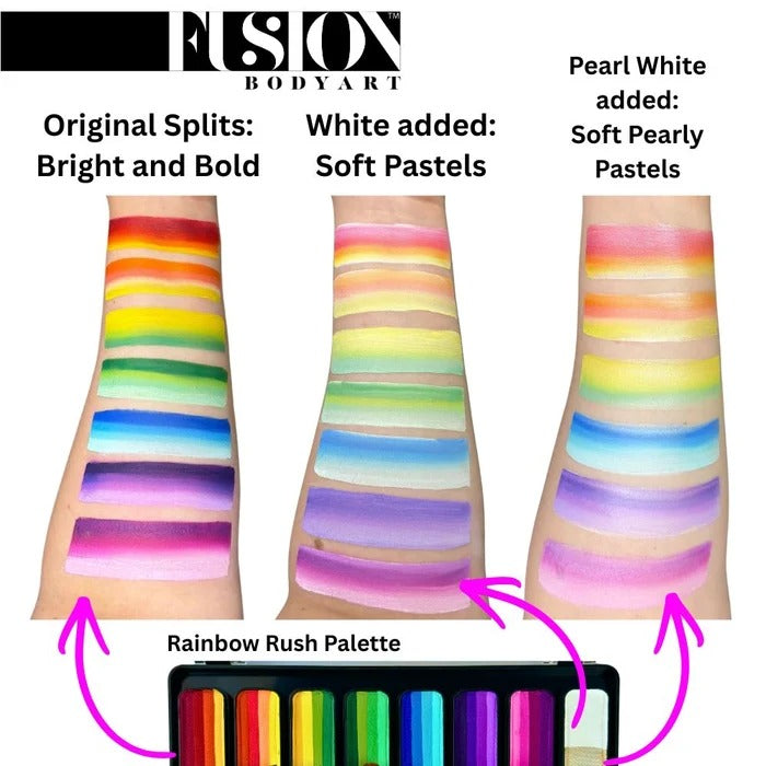 Fusion Body Art | Face Painting Palette | Thin Strokes - RAINBOW RUSH (8 x 14gr)