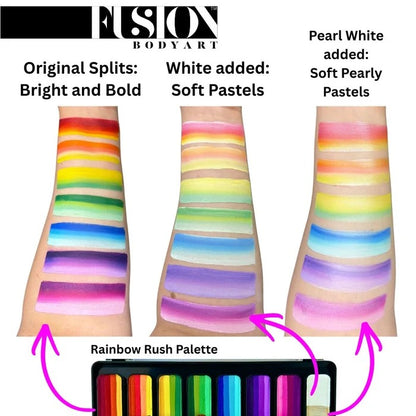 Fusion Body Art | Face Painting Palette | Thin Strokes - RAINBOW RUSH (8 x 14gr)