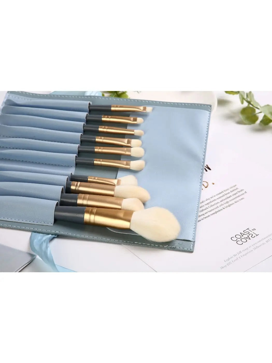 10 Piece Blue Makeup Brush Set