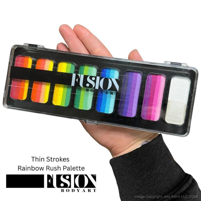 Fusion Body Art | Face Painting Palette | Thin Strokes - RAINBOW RUSH (8 x 14gr)