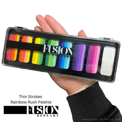 Fusion Body Art | Face Painting Palette | Thin Strokes - RAINBOW RUSH (8 x 14gr)