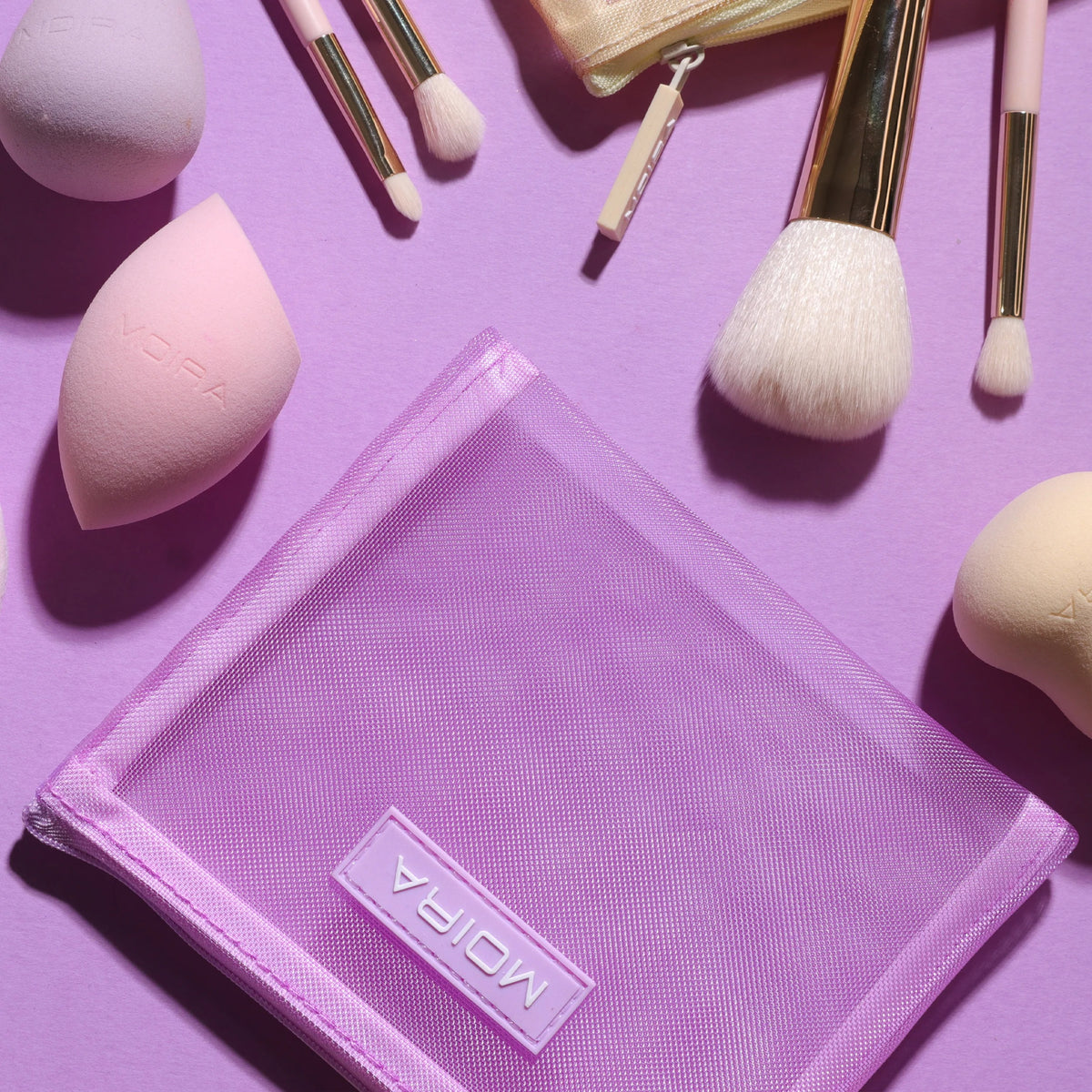 MOIRA Small Mesh Makeup Pouch | Lavender Travel Bag