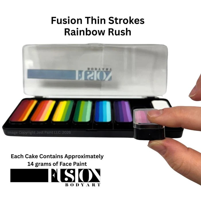 Fusion Body Art | Face Painting Palette | Thin Strokes - RAINBOW RUSH (8 x 14gr)