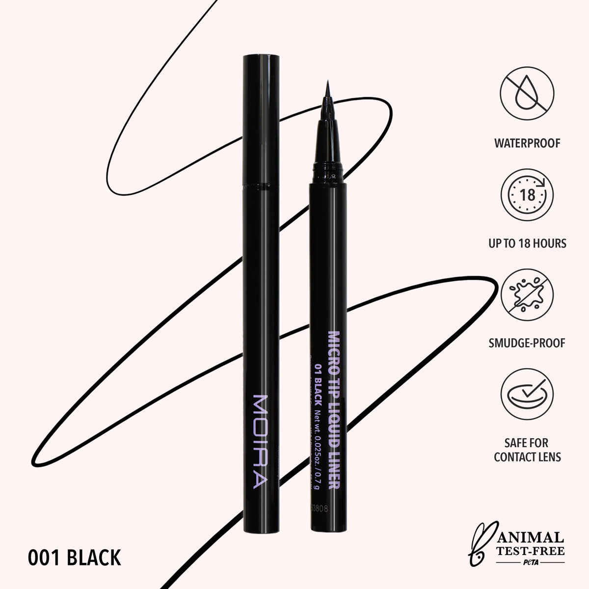 MOIRA Precision Liquid Liner 001 Black | Felt Tip Eyeliner