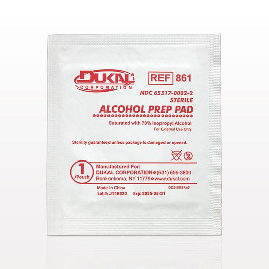 DUKAL Sterile Alcohol Prep Pads, Large 100 Pieces per box