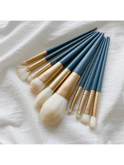 10 Piece Blue Makeup Brush Set