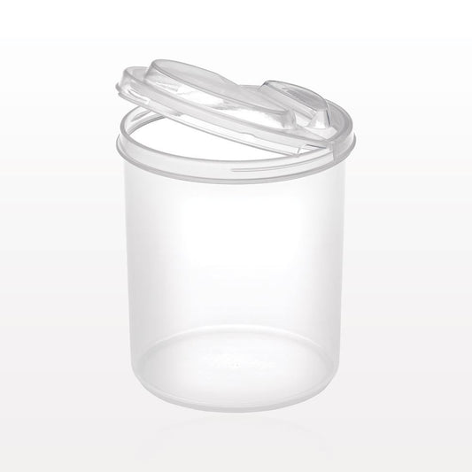 Round Container with Flip Top Lid, Clear