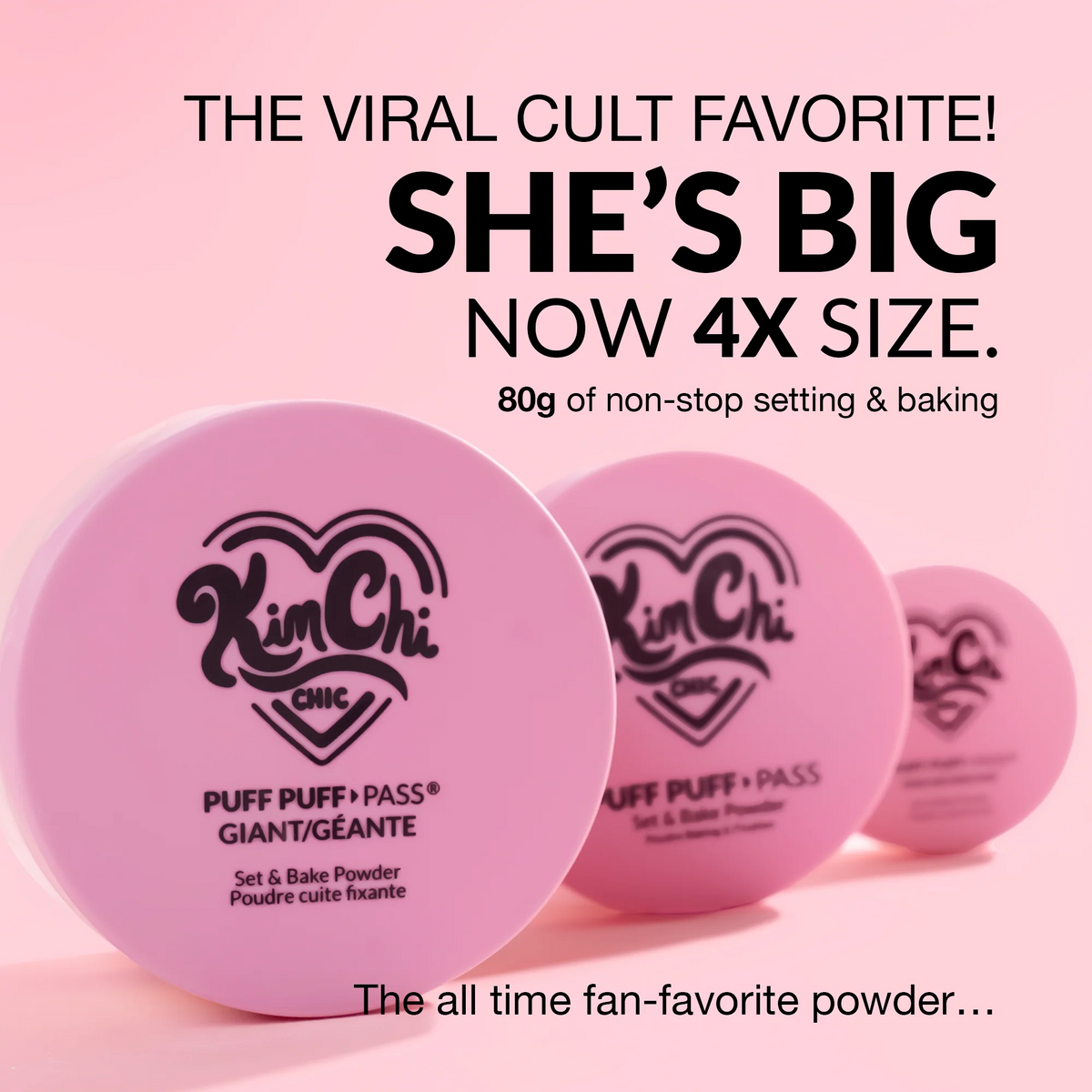 Kimchi Chic Beauty Puff Puff Pass Set & Bake Powder - GIANT Translucent