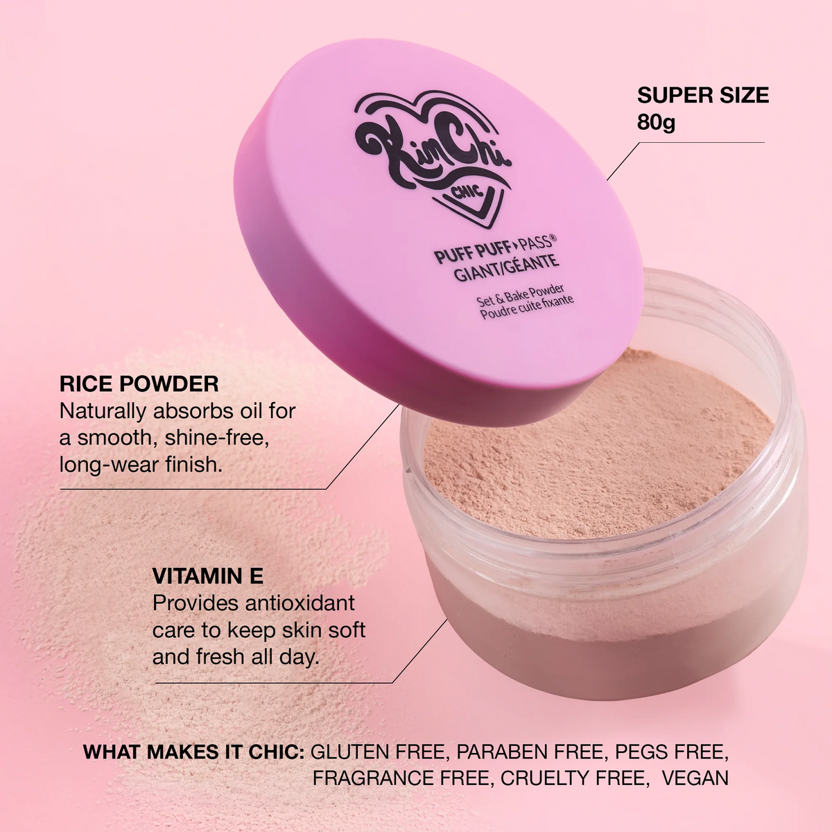 Kimchi Chic Beauty Puff Puff Pass Set & Bake Powder - GIANT Translucent