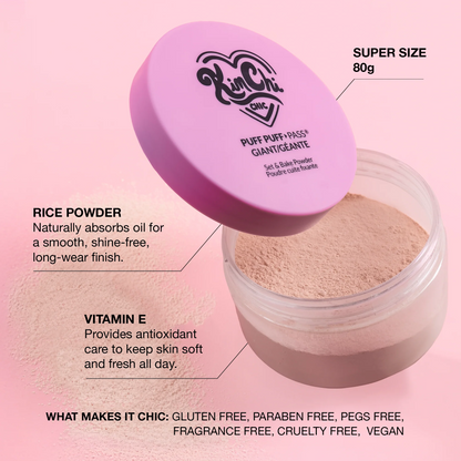 Kimchi Chic Beauty Puff Puff Pass Set & Bake Powder - GIANT Translucent