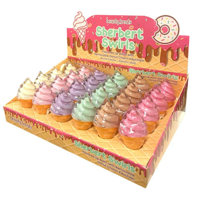Beauty Treats Sherbert Swirls Lip Balm with Removable Donut Keychain