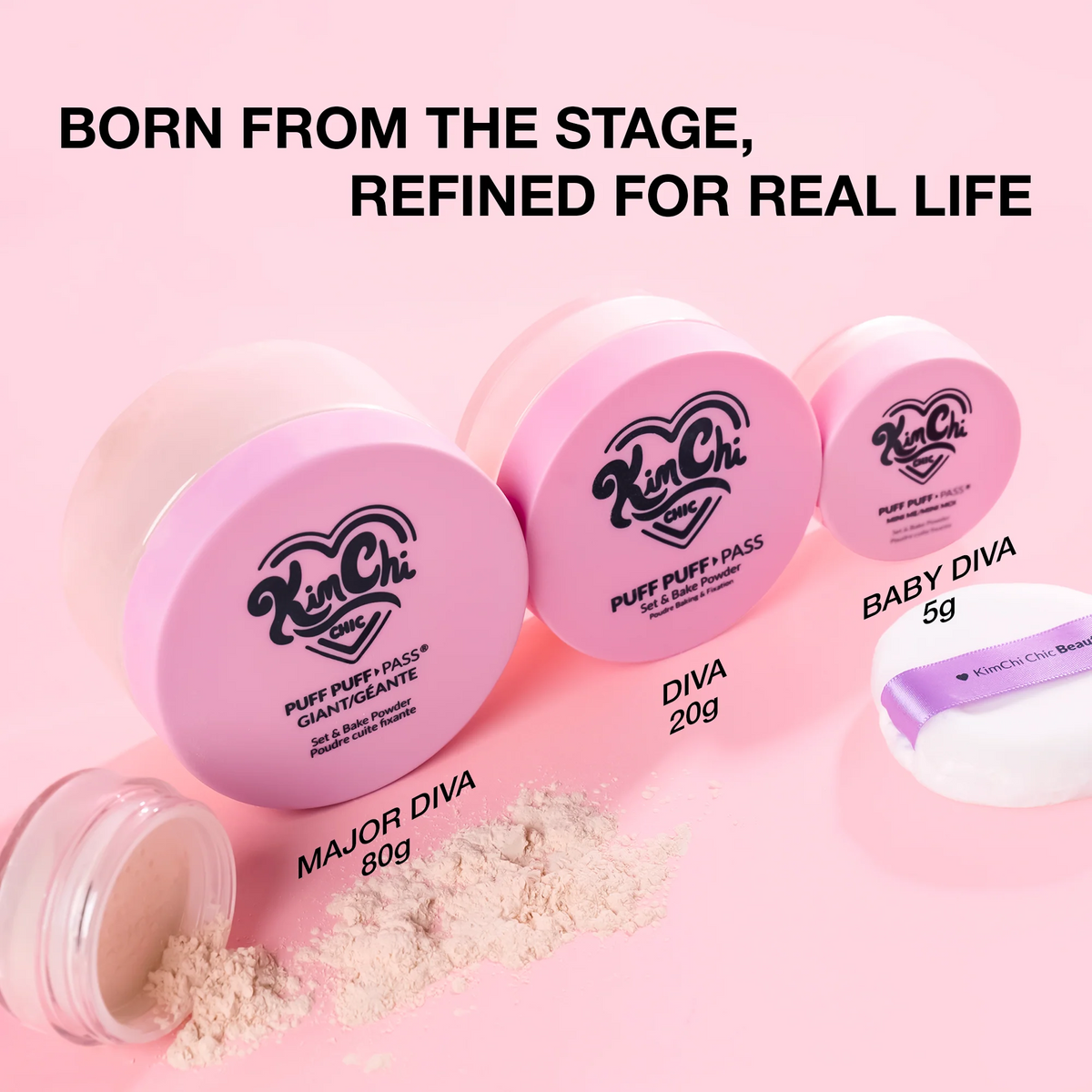 Kimchi Chic Beauty Puff Puff Pass Set & Bake Powder - GIANT Translucent