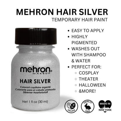 Mehron Hair Color Silver 1oz 119-SC