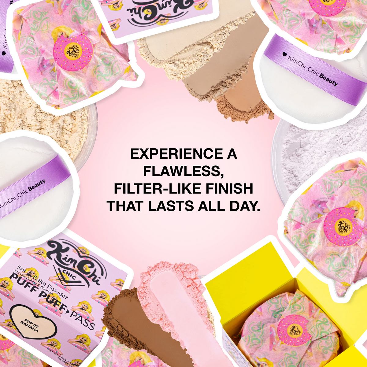 Kimchi Chic Beauty Puff Puff Pass Set & Bake Powder - MINI Banana