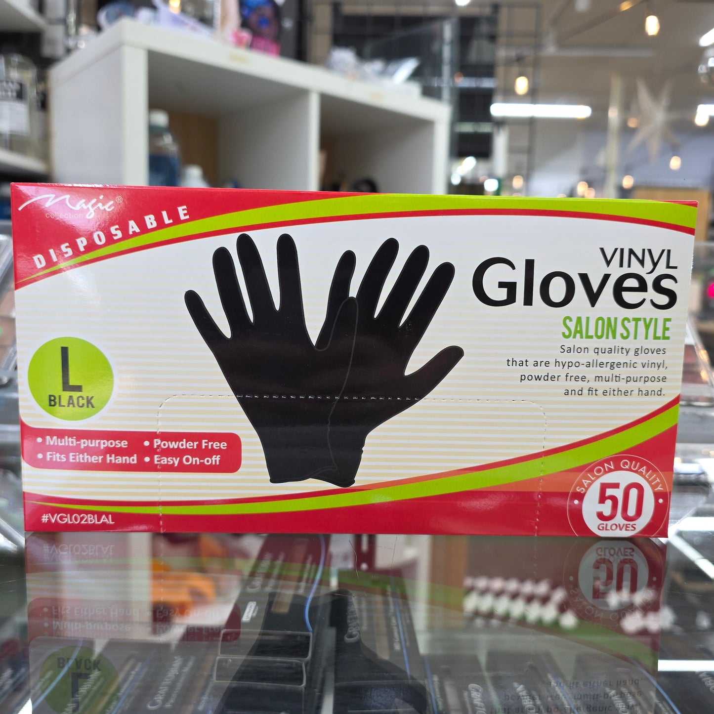 Vinyl Gloves Size L (Black)