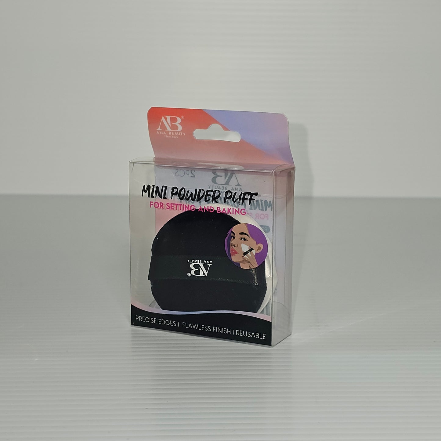 Bulk Velvet Circle Cosmetic Puff (Black/White) - 24 pcs