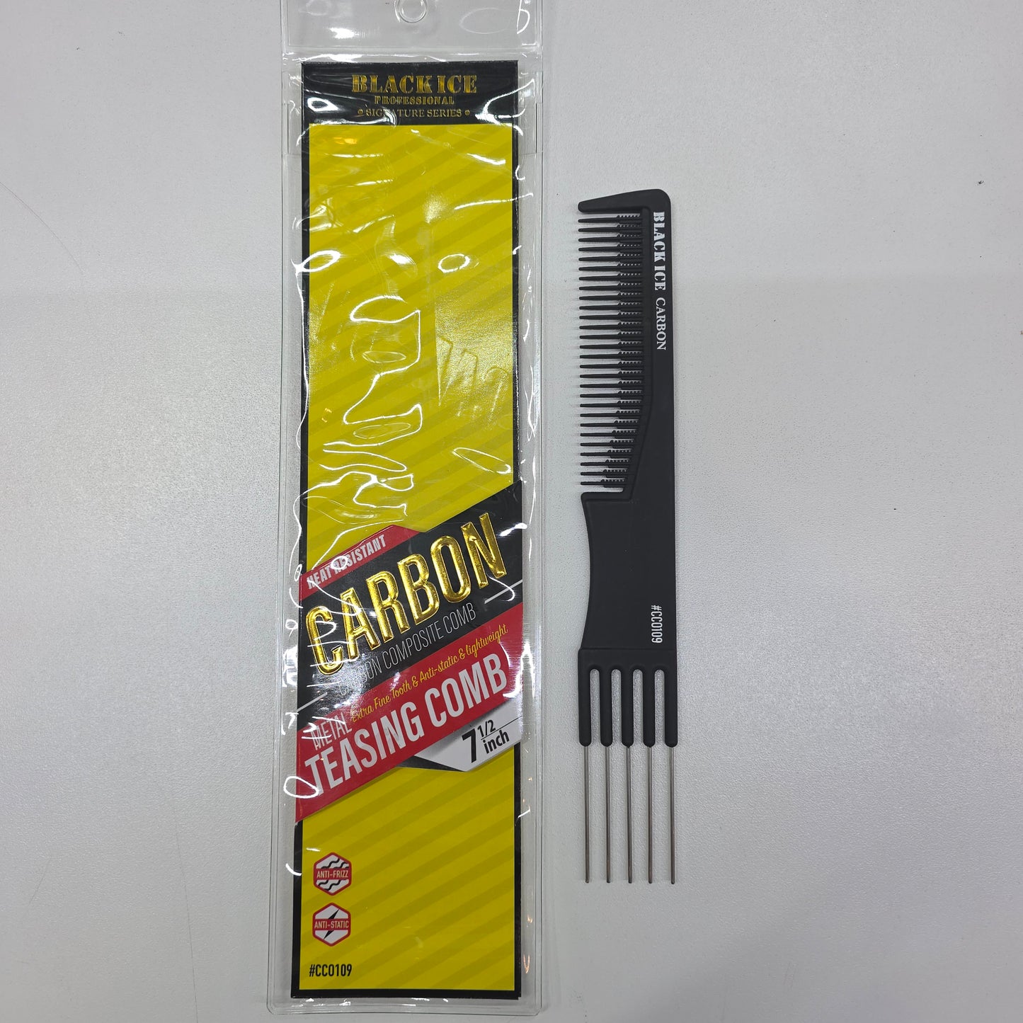 Carbon Comb - Metal Teasing Comb 7 1/2 inch