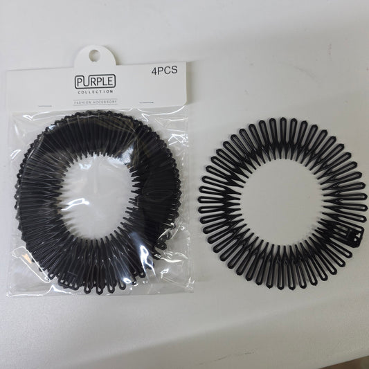 Magic Collection Plastic Head Band - Stretch Spider Comb (Set of 4) Black