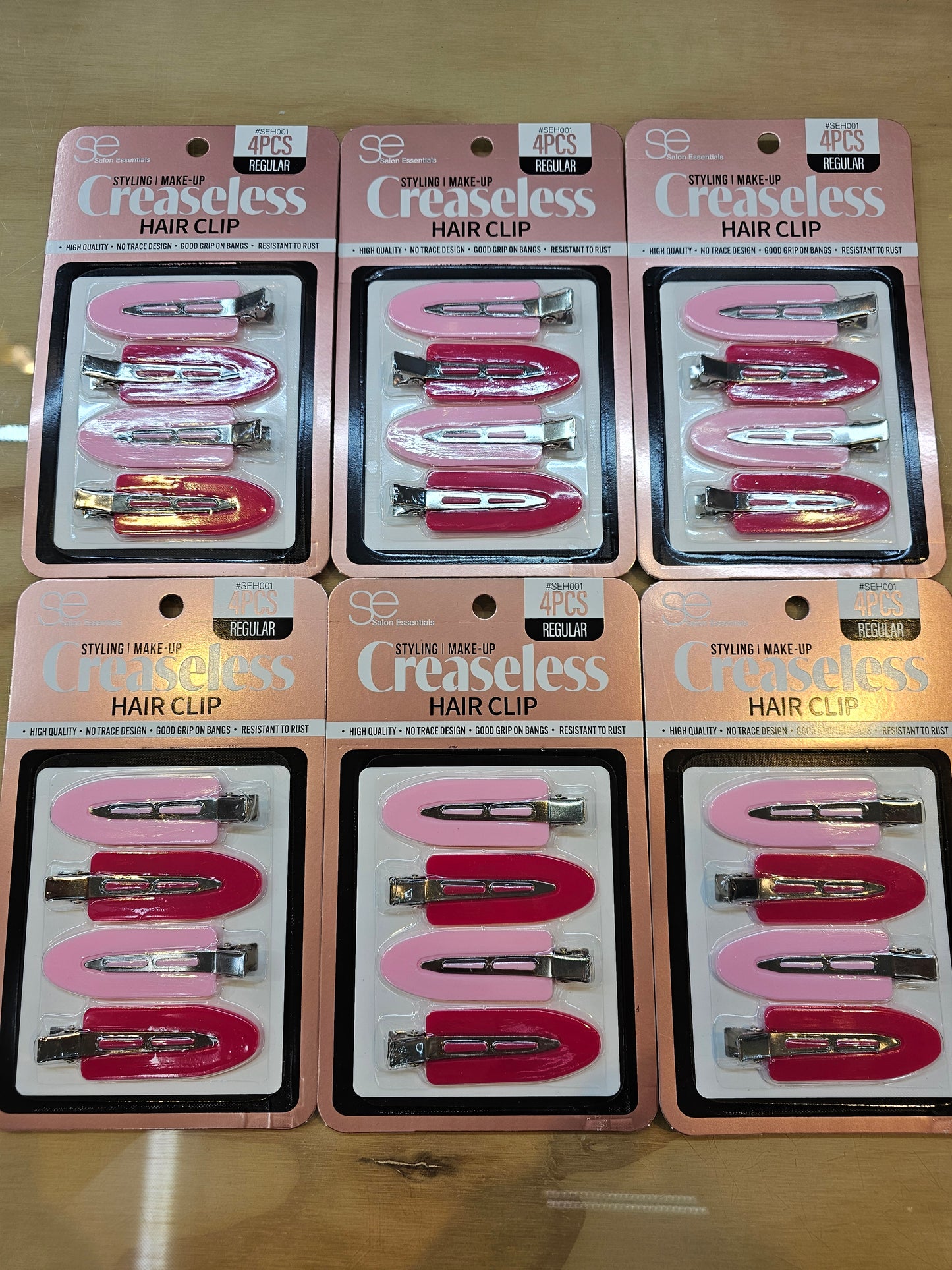 BULK Creaseless Hair Clips Regular - Pink (24 pcs)