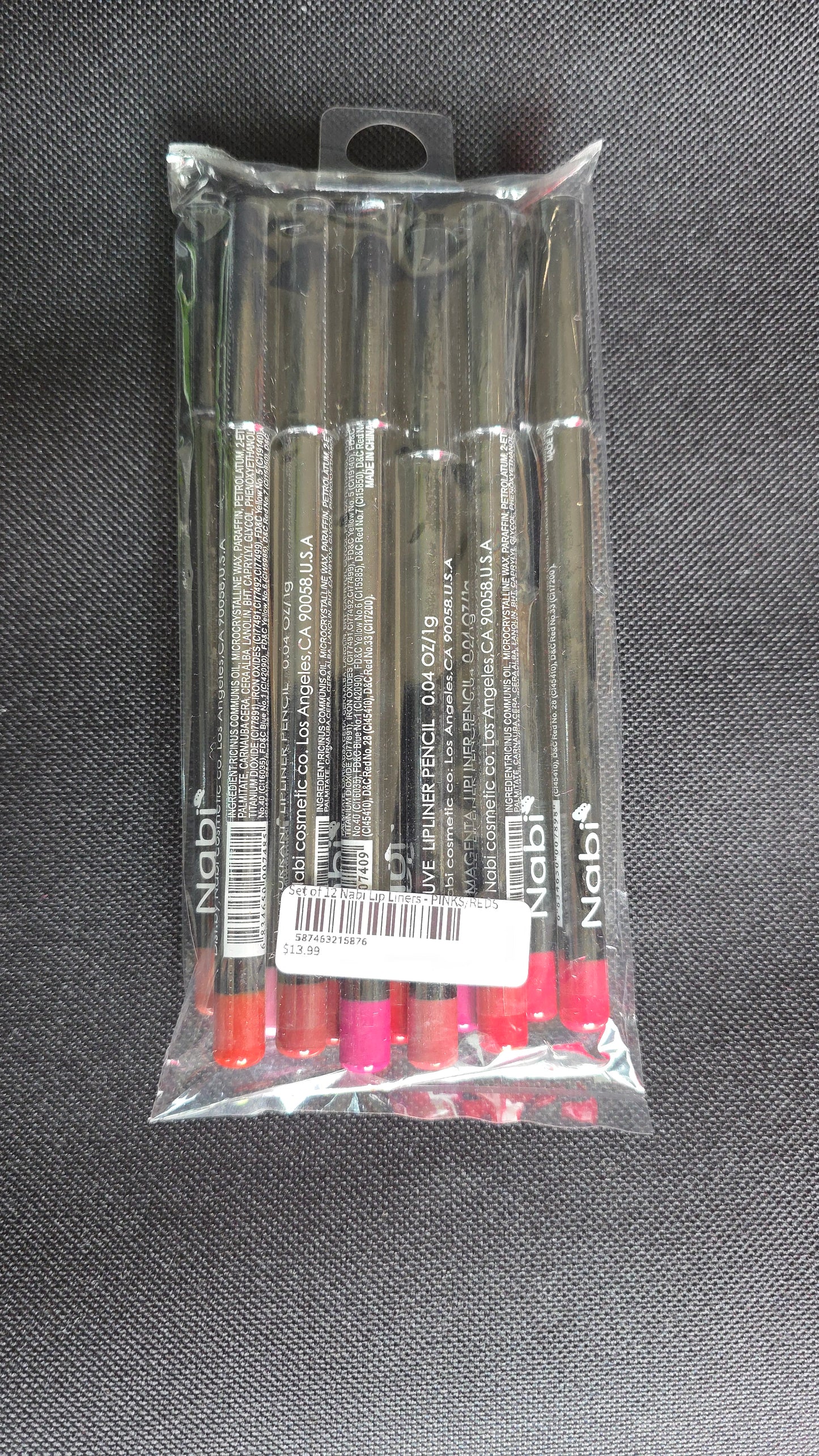 Set of 12 Nabi Lip Liners - PINKS/REDS