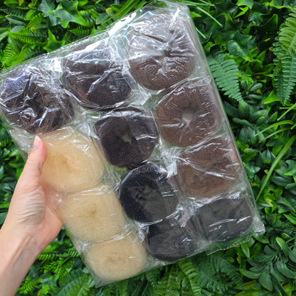 theMUAproject Bulk Small Hair Bun Donuts Bundle - 12 PCS Assorted Colors