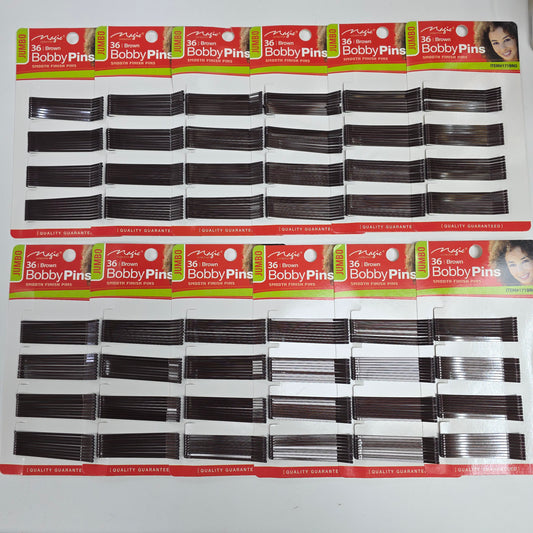 Magic Bobby Pins | 36 Count Jumbo Brown #171BRO - BULK