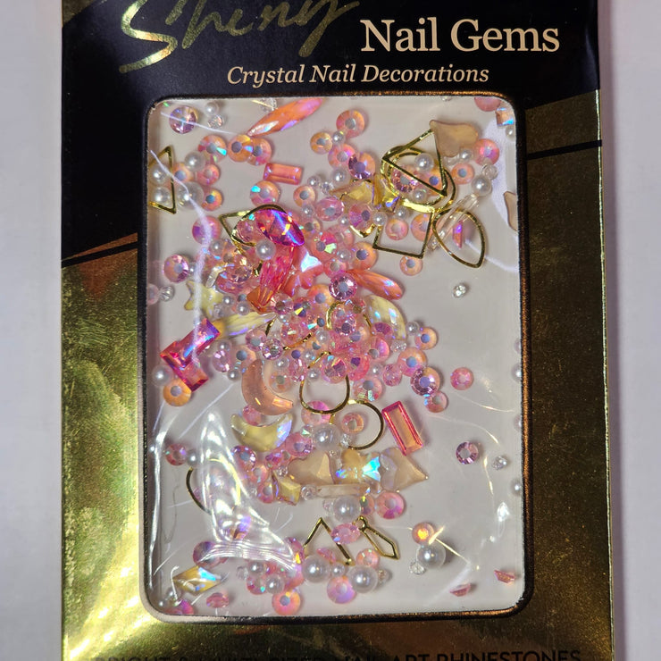 Ana Beauty Shiny Nail Gems - Pink Crystals