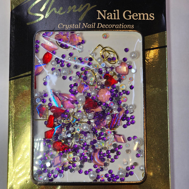 Ana Beauty Shiny Nail Gems - Purple Crystals