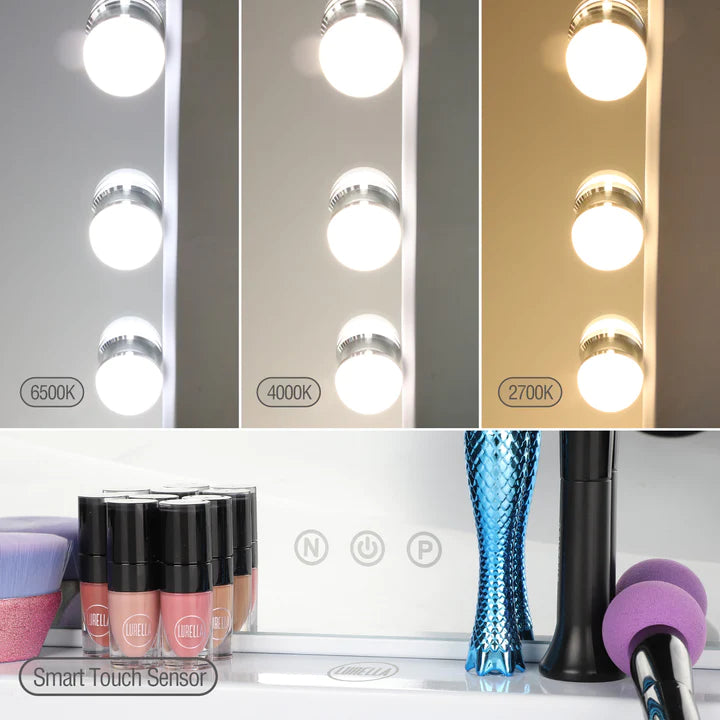 Lurella 16 Bulb Vanity Mirror - White/ Avalanche