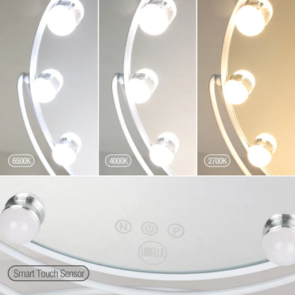 Lurella 11 Bulb Round Vanity Mirror - White/ Avalanche