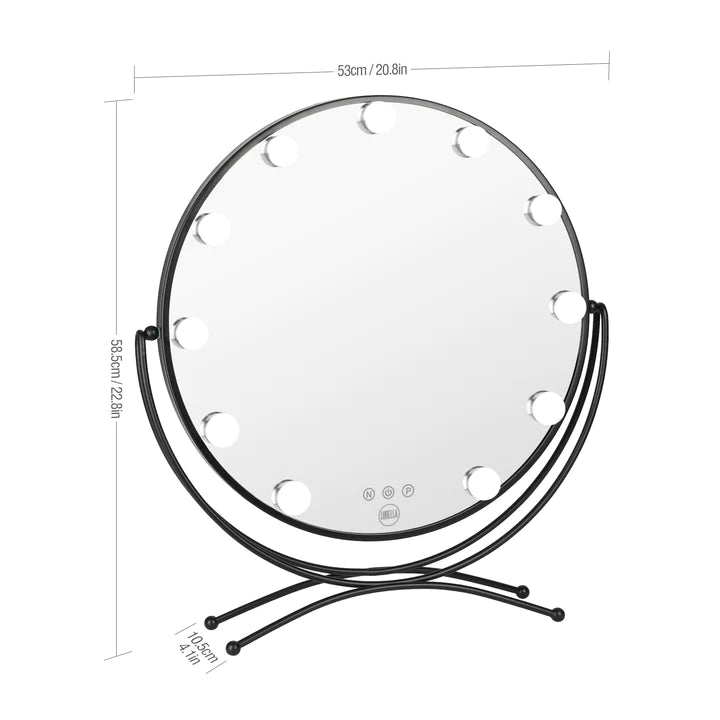 Lurella 11 Bulb Round Vanity Mirror - Black