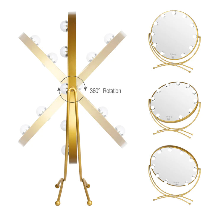 Lurella 11 Bulb Round Vanity Mirror - Gold