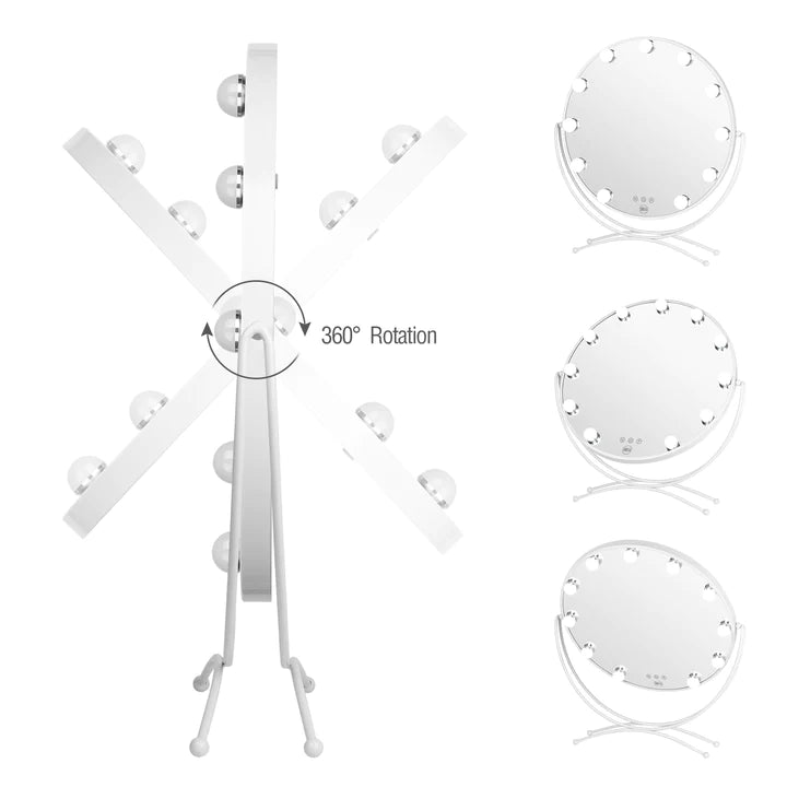 Lurella 11 Bulb Round Vanity Mirror - White/ Avalanche