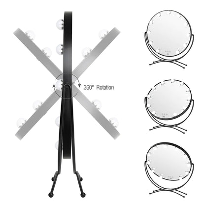 Lurella 11 Bulb Round Vanity Mirror - Black
