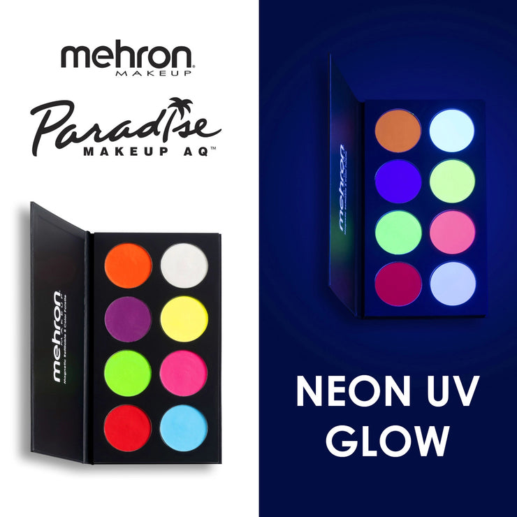 Mehron Paradise Makeup AQ™ - 8 Color Magnetic Refillable Palette - NEON UV Glow 808-PAL-UV